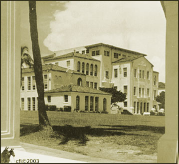 Palm Beach High School through the arch